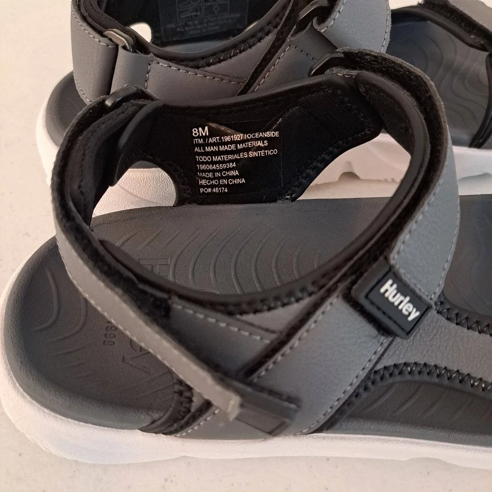 Hurley Oceanside Sport Sandals Mens 8 Grey Excellent Adjustable Straps 1269-441